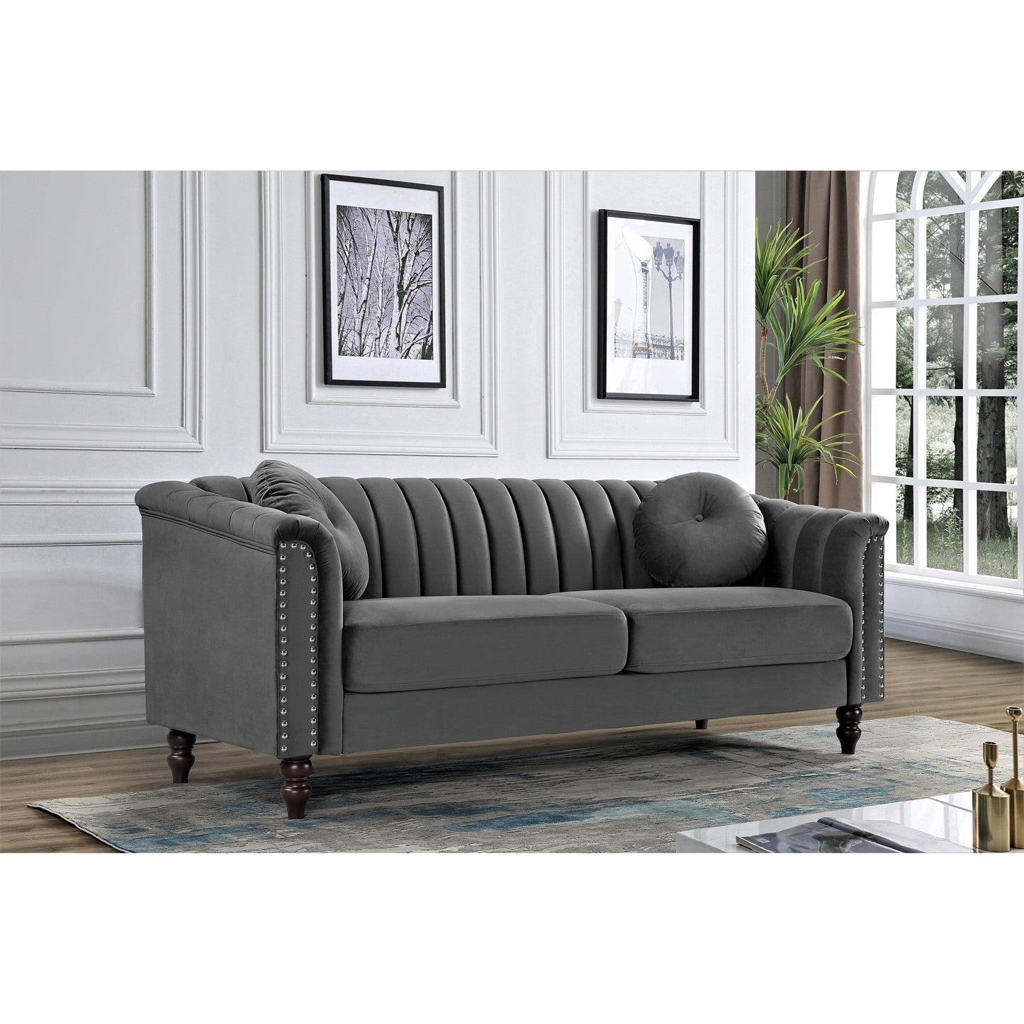 Canapé Hills à dossier capitonné et tête de clou 75,2 po