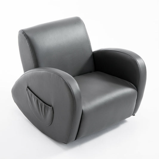 Canapé à bascule Qaba 20 pour enfants, fauteuil, meuble pour enfants avec 2 poches latérales et matériau PU résistant, gris