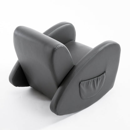 Canapé à bascule Qaba 20 pour enfants, fauteuil, meuble pour enfants avec 2 poches latérales et matériau PU résistant, gris