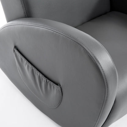 Canapé à bascule Qaba 20 pour enfants, fauteuil, meuble pour enfants avec 2 poches latérales et matériau PU résistant, gris