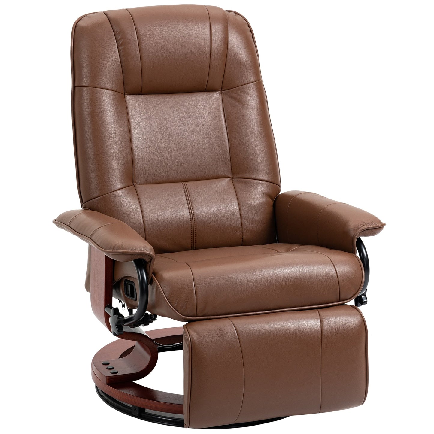 Fauteuil inclinable manuel pivotant et réglable en similicuir HomCom avec repose-pieds confortable et relaxant