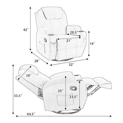 Fauteuil inclinable de massage Homall, canapé de salon pivotant en tissu