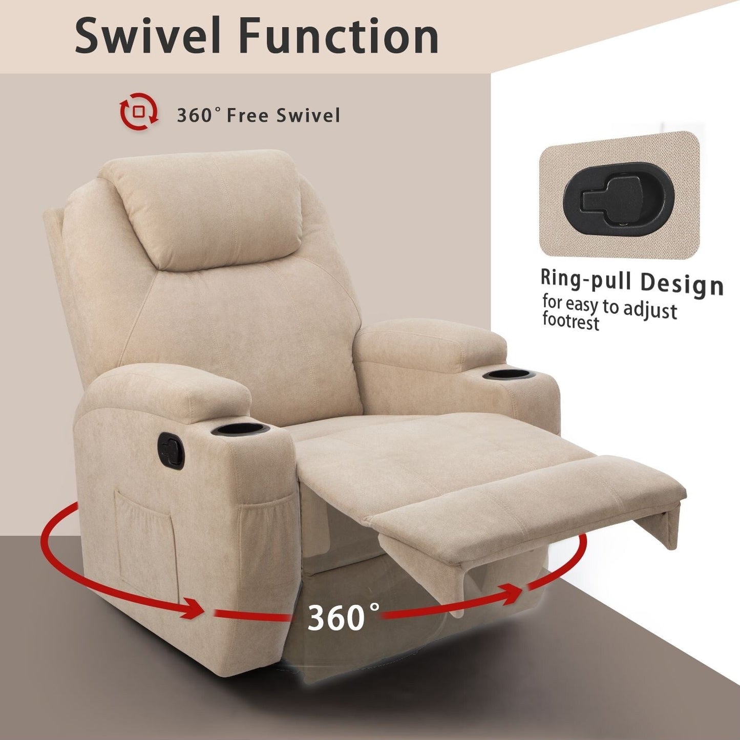 Fauteuil inclinable de massage Homall, canapé de salon pivotant en tissu