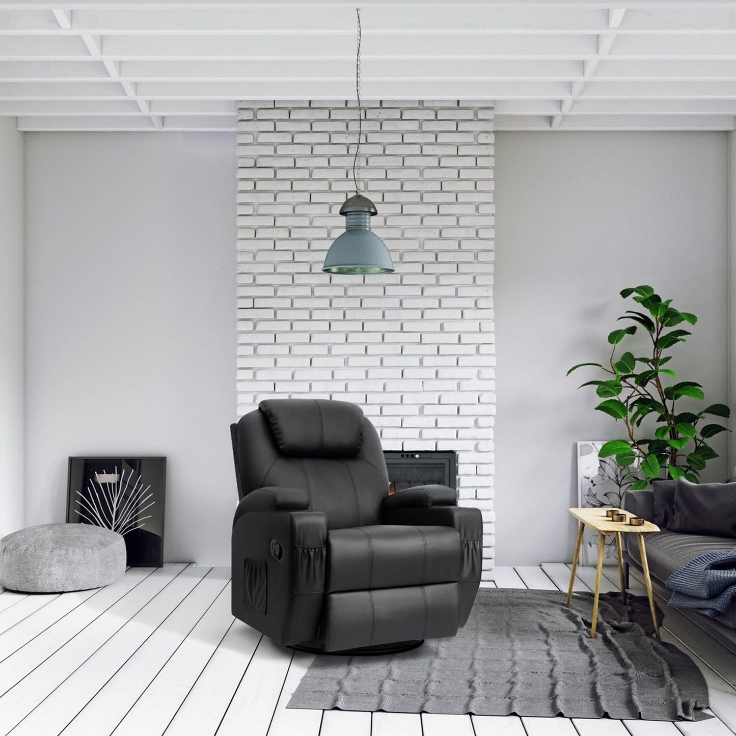 Fauteuil de massage inclinable pivotant et chauffant Homall en similicuir pour salon