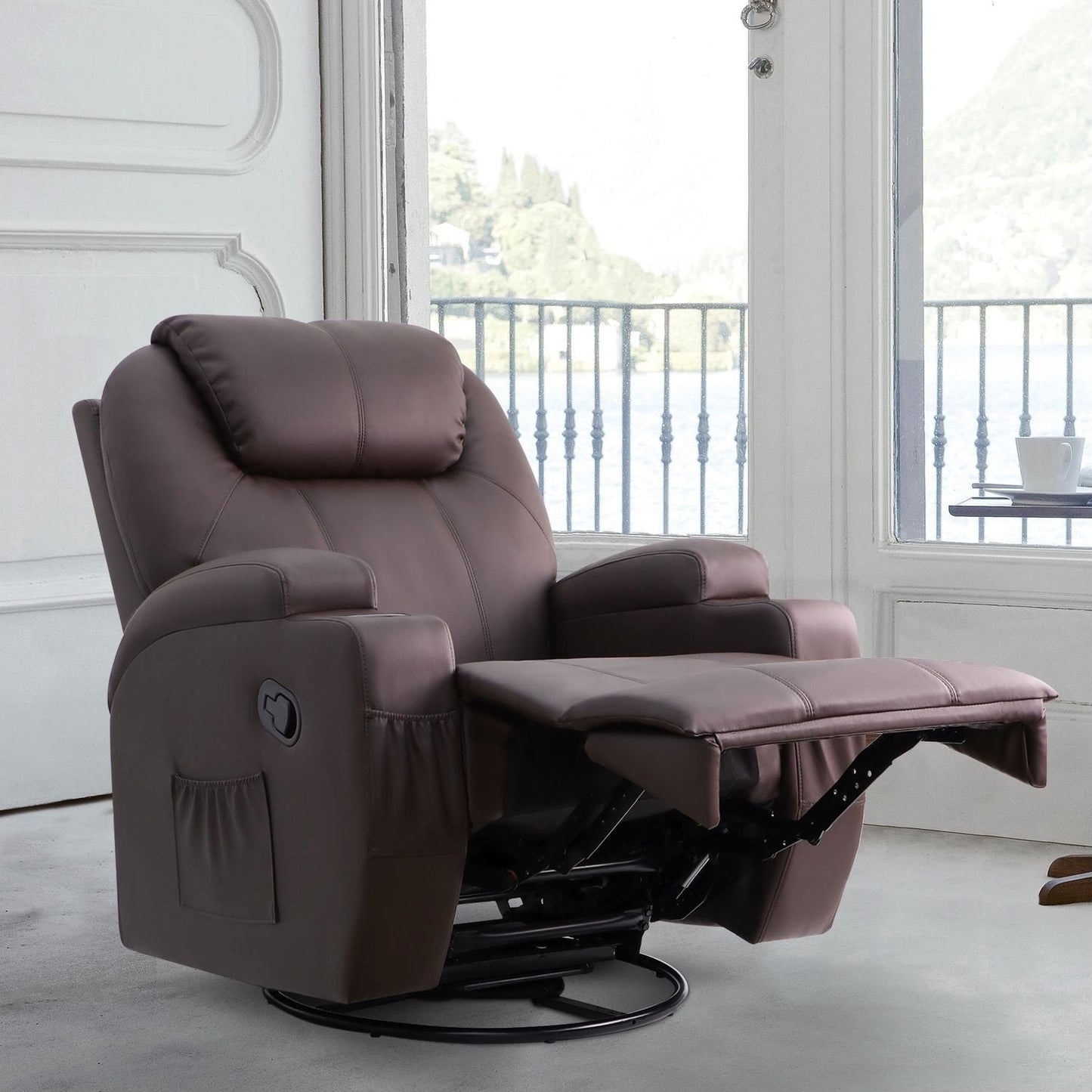 Fauteuil de massage inclinable pivotant et chauffant Homall en similicuir pour salon