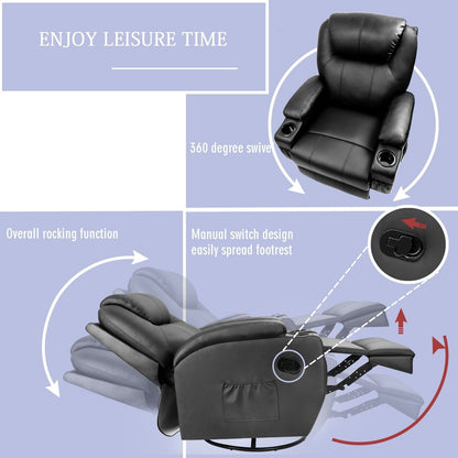 Fauteuil de massage inclinable pivotant et chauffant Homall en similicuir pour salon