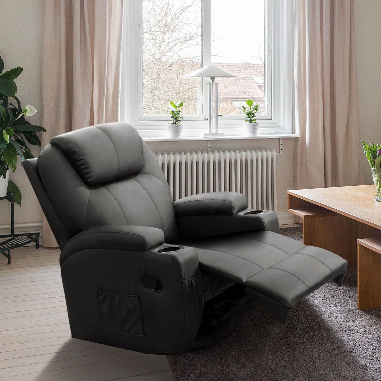 Fauteuil de massage inclinable pivotant et chauffant Homall en similicuir pour salon