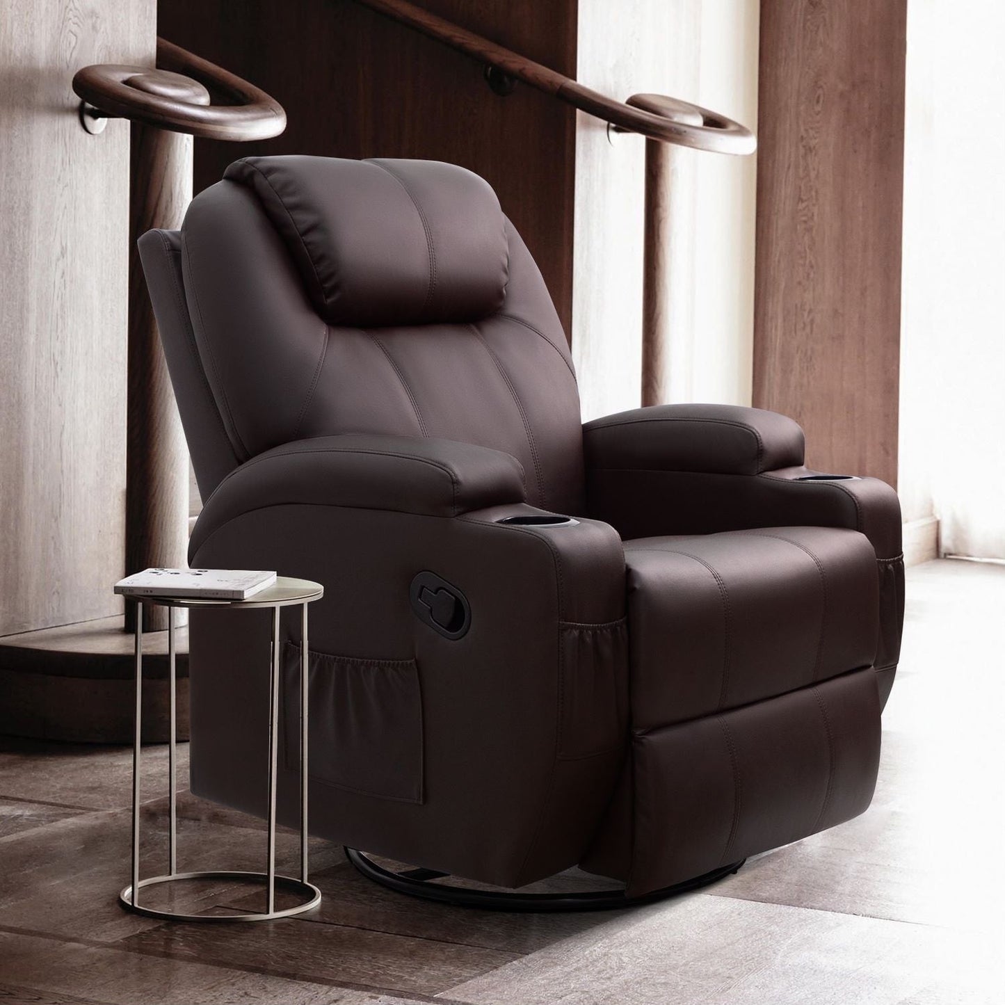Fauteuil de massage inclinable pivotant et chauffant Homall en similicuir pour salon