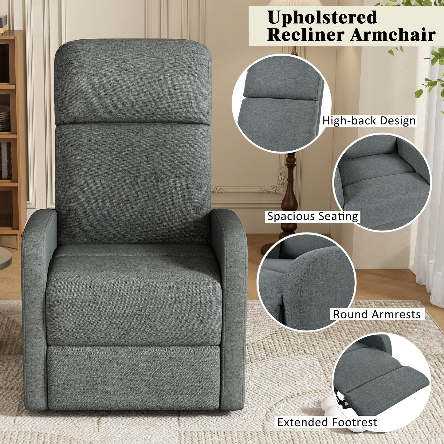Fauteuil inclinable manuel pour home cinéma avec dossier réglable