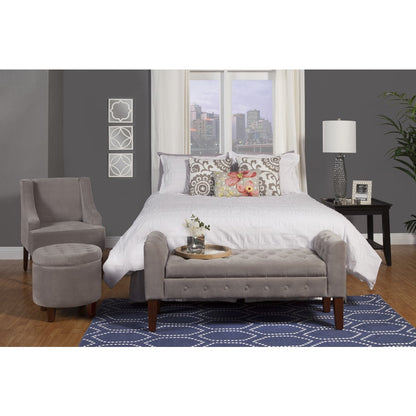 Banc de rangement style canapé en velours gris colombe Copper Grove Arum