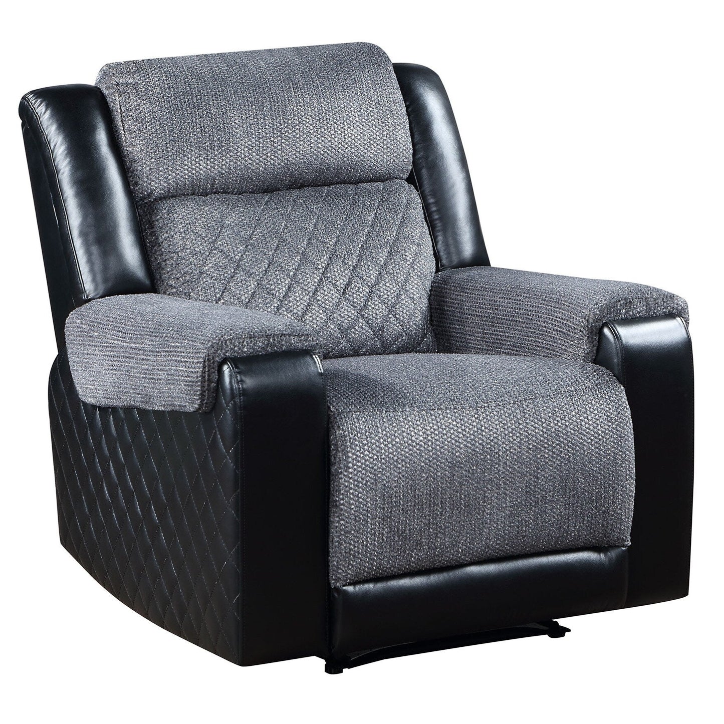Fauteuil inclinable manuel HomeRoots 39 en similicuir et tissu noir et gris