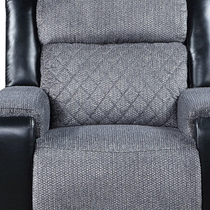 Fauteuil inclinable manuel HomeRoots 39 en similicuir et tissu noir et gris