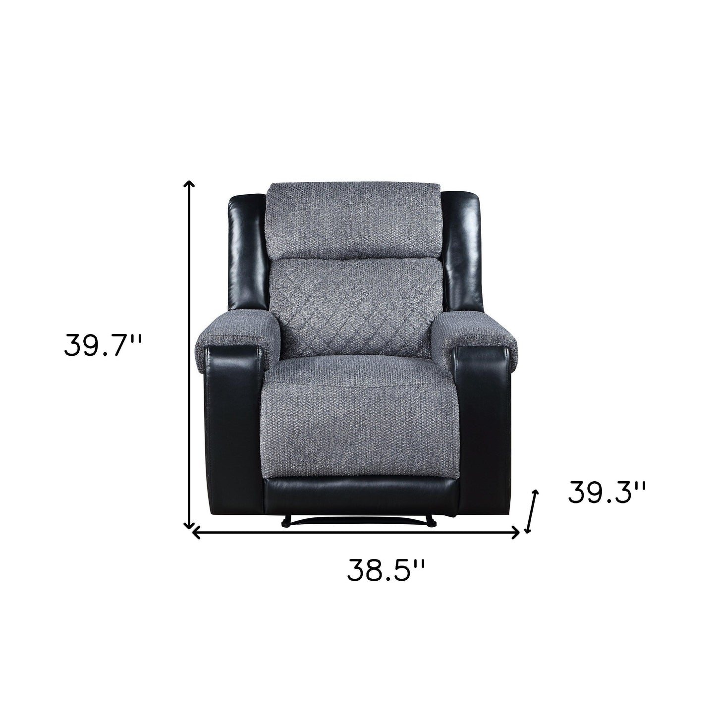 Fauteuil inclinable manuel HomeRoots 39 en similicuir et tissu noir et gris