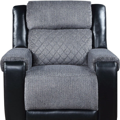 Fauteuil inclinable manuel HomeRoots 39 en similicuir et tissu noir et gris