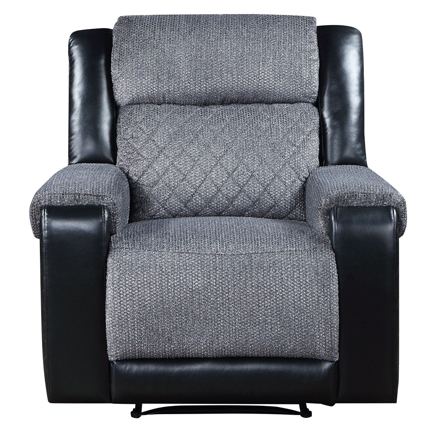 Fauteuil inclinable manuel HomeRoots 39 en similicuir et tissu noir et gris