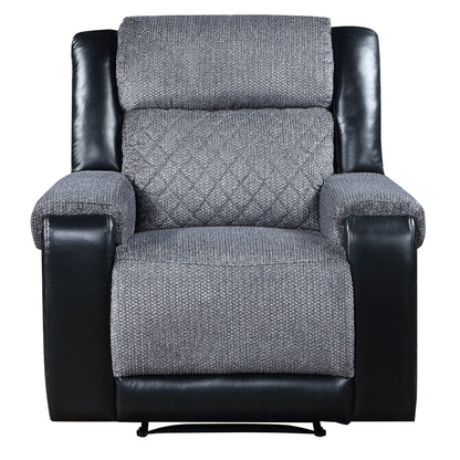 Fauteuil inclinable manuel HomeRoots 39 en similicuir et tissu noir et gris