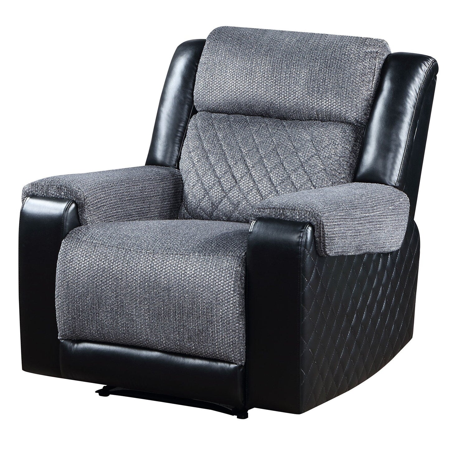 Fauteuil inclinable manuel HomeRoots 39 en similicuir et tissu noir et gris