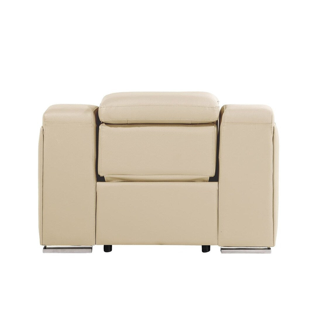Fauteuil inclinable mural en cuir italien beige HomeRoots 41 avec port USB