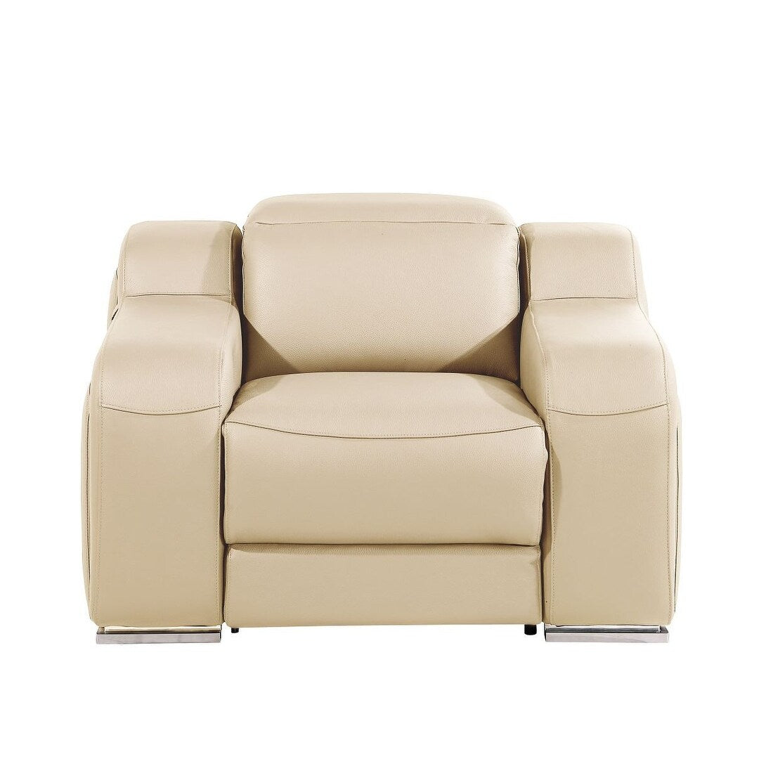 Fauteuil inclinable mural en cuir italien beige HomeRoots 41 avec port USB