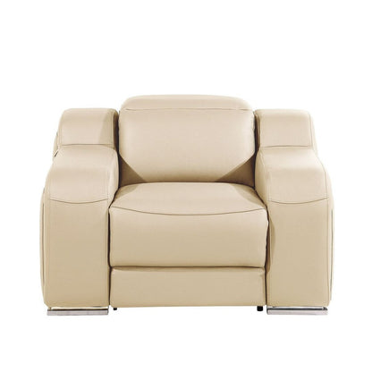Fauteuil inclinable mural en cuir italien beige HomeRoots 41 avec port USB