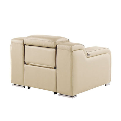 Fauteuil inclinable mural en cuir italien beige HomeRoots 41 avec port USB