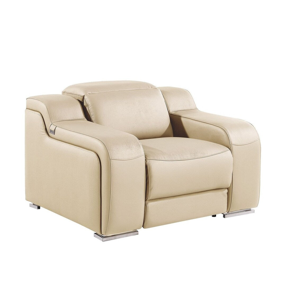 Fauteuil inclinable mural en cuir italien beige HomeRoots 41 avec port USB