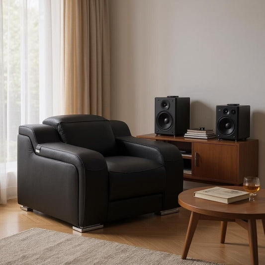 Fauteuil inclinable mural en cuir italien noir HomeRoots 41 avec port USB