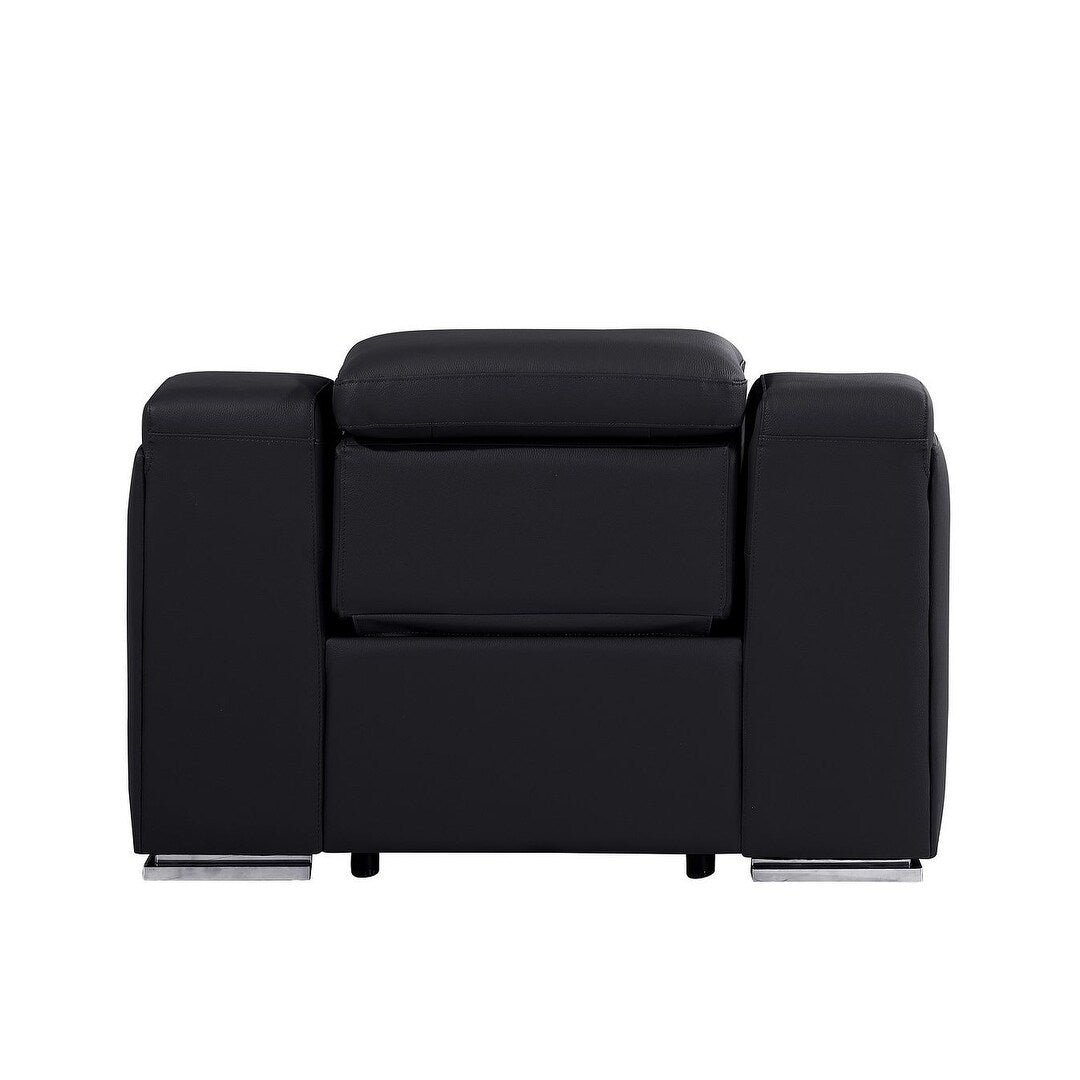 Fauteuil inclinable mural en cuir italien noir HomeRoots 41 avec port USB