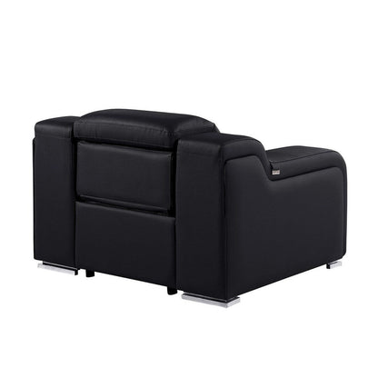 Fauteuil inclinable mural en cuir italien noir HomeRoots 41 avec port USB