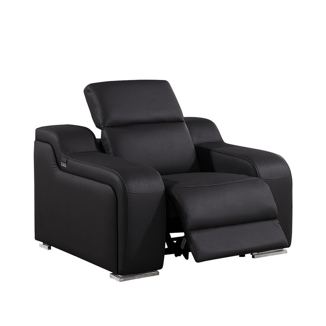 Fauteuil inclinable mural en cuir italien noir HomeRoots 41 avec port USB