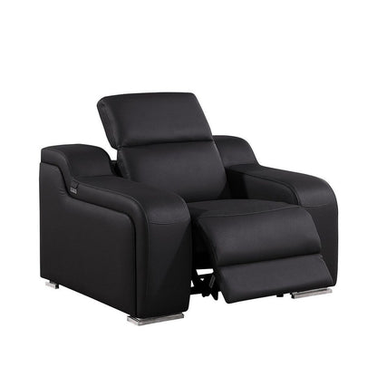 Fauteuil inclinable mural en cuir italien noir HomeRoots 41 avec port USB