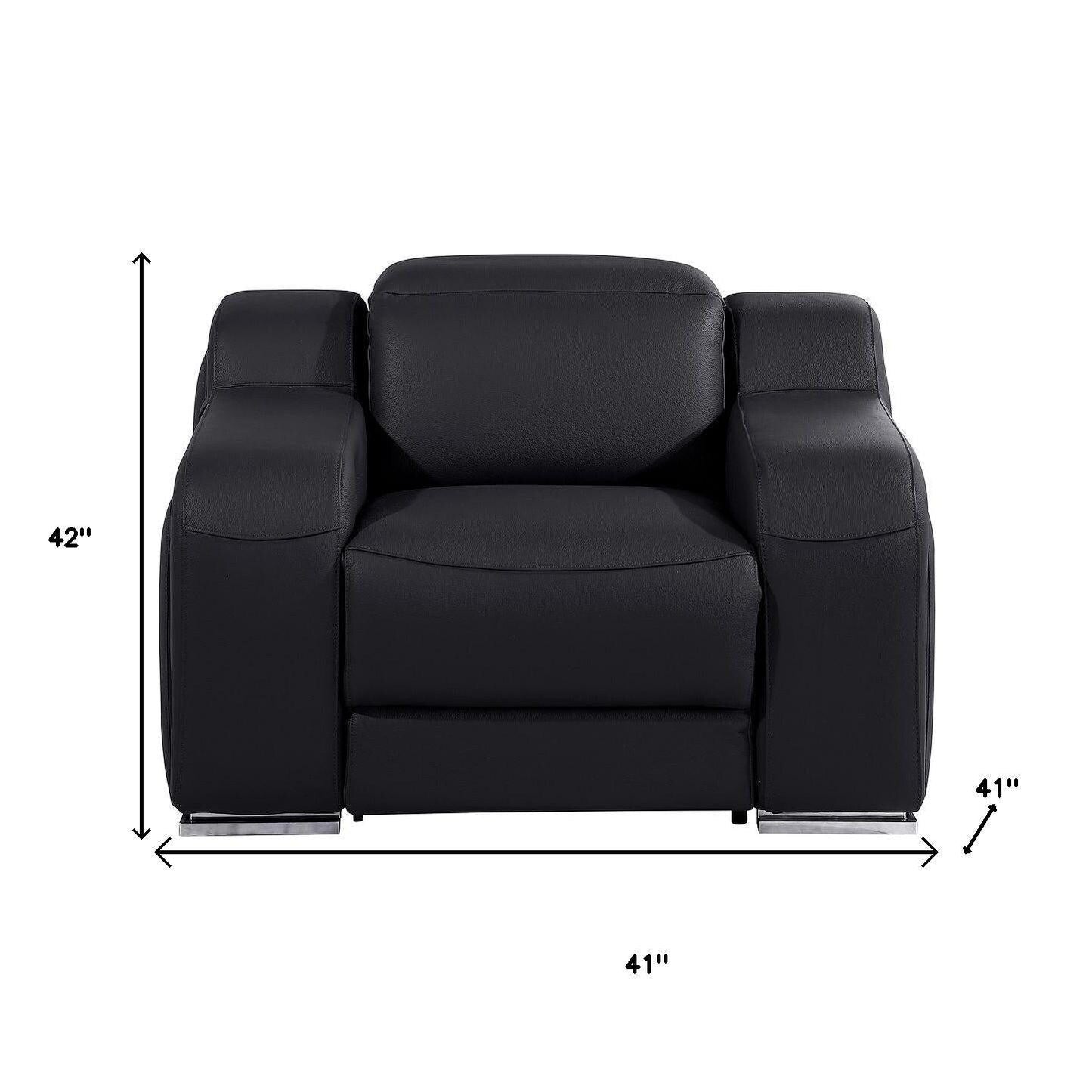 Fauteuil inclinable mural en cuir italien noir HomeRoots 41 avec port USB