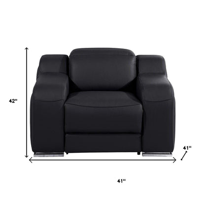 Fauteuil inclinable mural en cuir italien noir HomeRoots 41 avec port USB