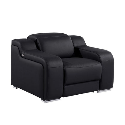 Fauteuil inclinable mural en cuir italien noir HomeRoots 41 avec port USB