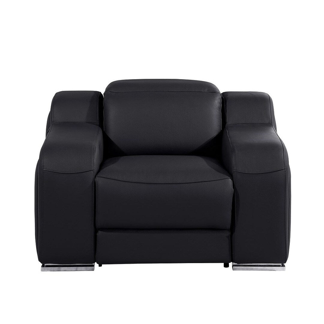 Fauteuil inclinable mural en cuir italien noir HomeRoots 41 avec port USB