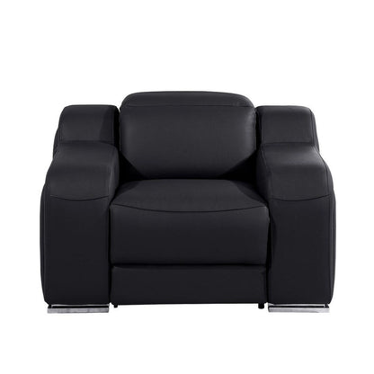 Fauteuil inclinable mural en cuir italien noir HomeRoots 41 avec port USB