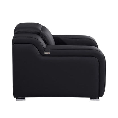 Fauteuil inclinable mural en cuir italien noir HomeRoots 41 avec port USB