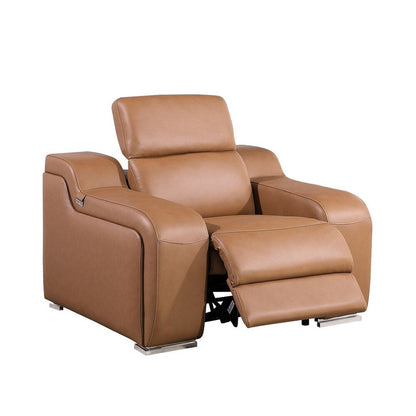 Fauteuil inclinable mural HomeRoots 41 en cuir italien marron avec port USB
