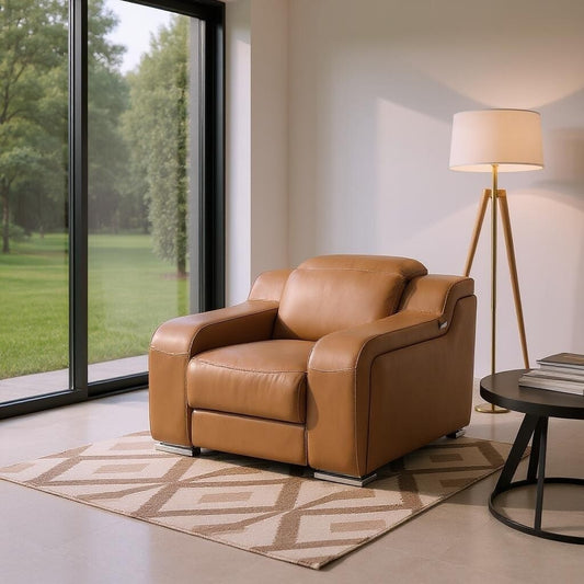 Fauteuil inclinable mural HomeRoots 41 en cuir italien marron avec port USB