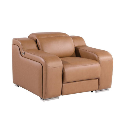 Fauteuil inclinable mural HomeRoots 41 en cuir italien marron avec port USB