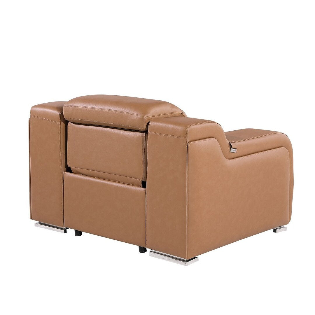 Fauteuil inclinable mural HomeRoots 41 en cuir italien marron avec port USB