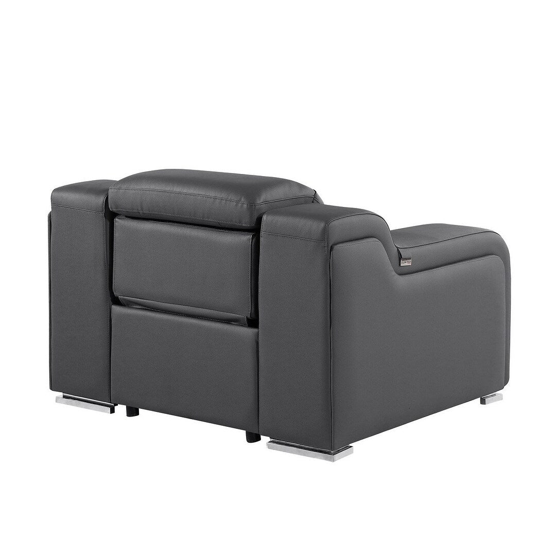 Fauteuil inclinable mural en cuir italien gris foncé HomeRoots 41 avec port USB