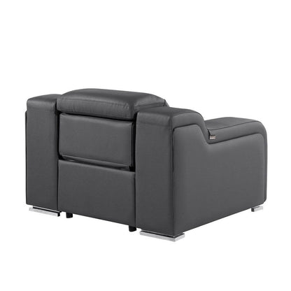 Fauteuil inclinable mural en cuir italien gris foncé HomeRoots 41 avec port USB