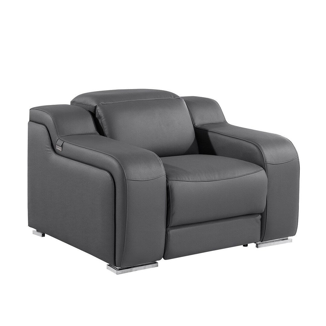 Fauteuil inclinable mural en cuir italien gris foncé HomeRoots 41 avec port USB