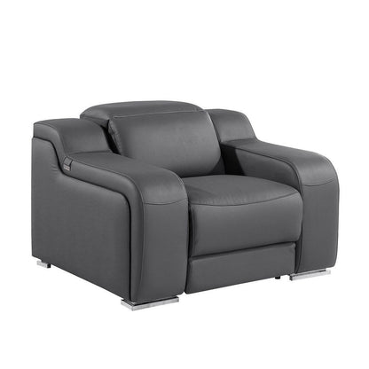 Fauteuil inclinable mural en cuir italien gris foncé HomeRoots 41 avec port USB