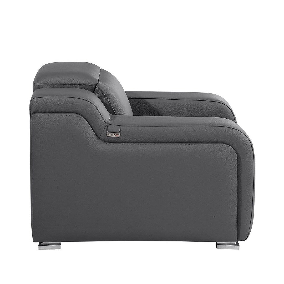 Fauteuil inclinable mural en cuir italien gris foncé HomeRoots 41 avec port USB
