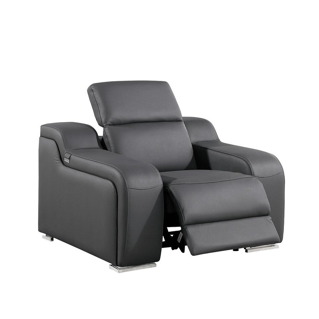 Fauteuil inclinable mural en cuir italien gris foncé HomeRoots 41 avec port USB