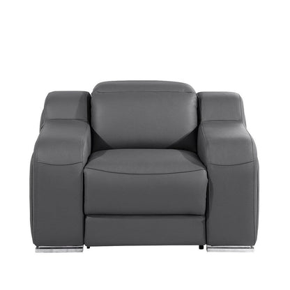 Fauteuil inclinable mural en cuir italien gris foncé HomeRoots 41 avec port USB