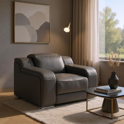 Fauteuil inclinable mural en cuir italien gris foncé HomeRoots 41 avec port USB