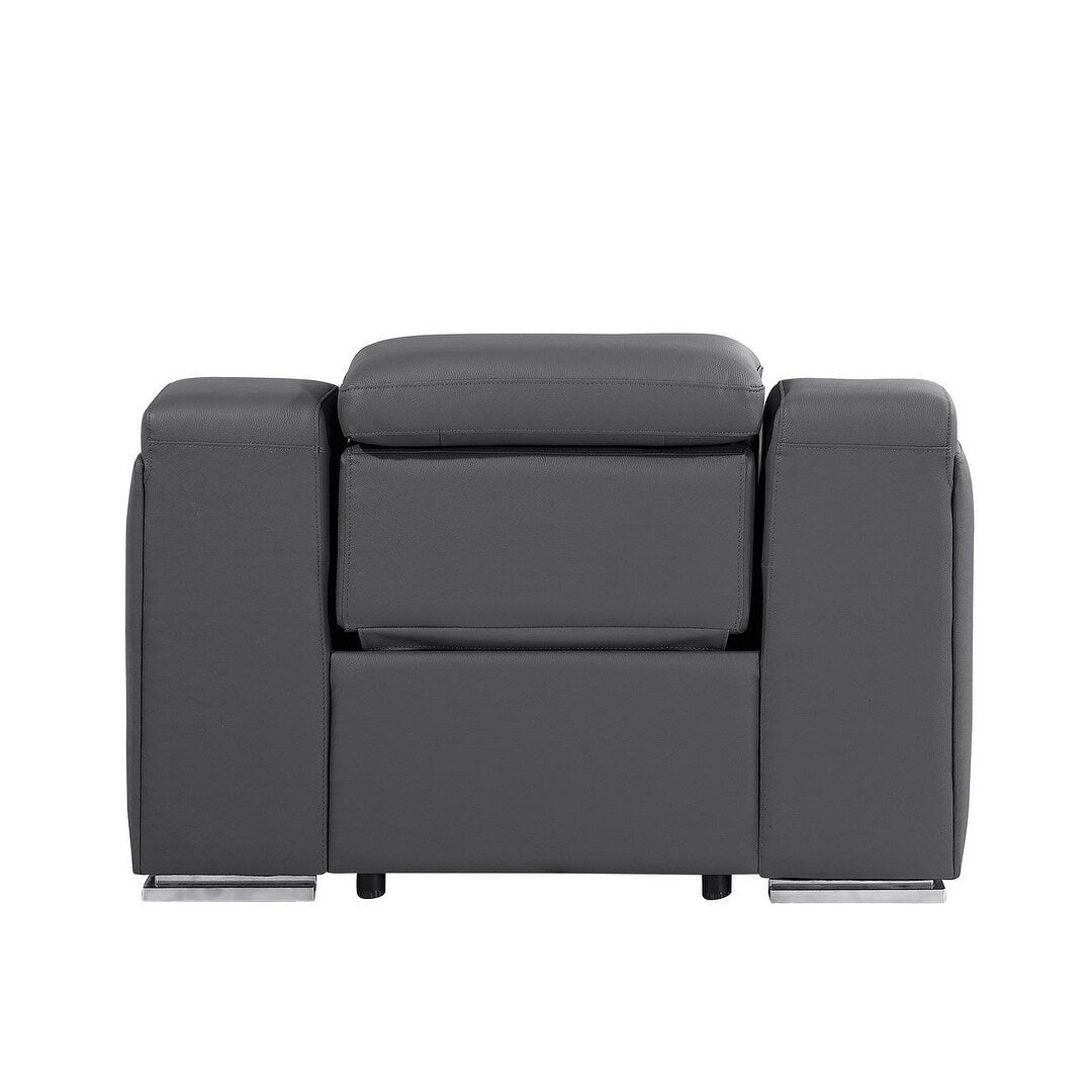 Fauteuil inclinable mural en cuir italien gris foncé HomeRoots 41 avec port USB